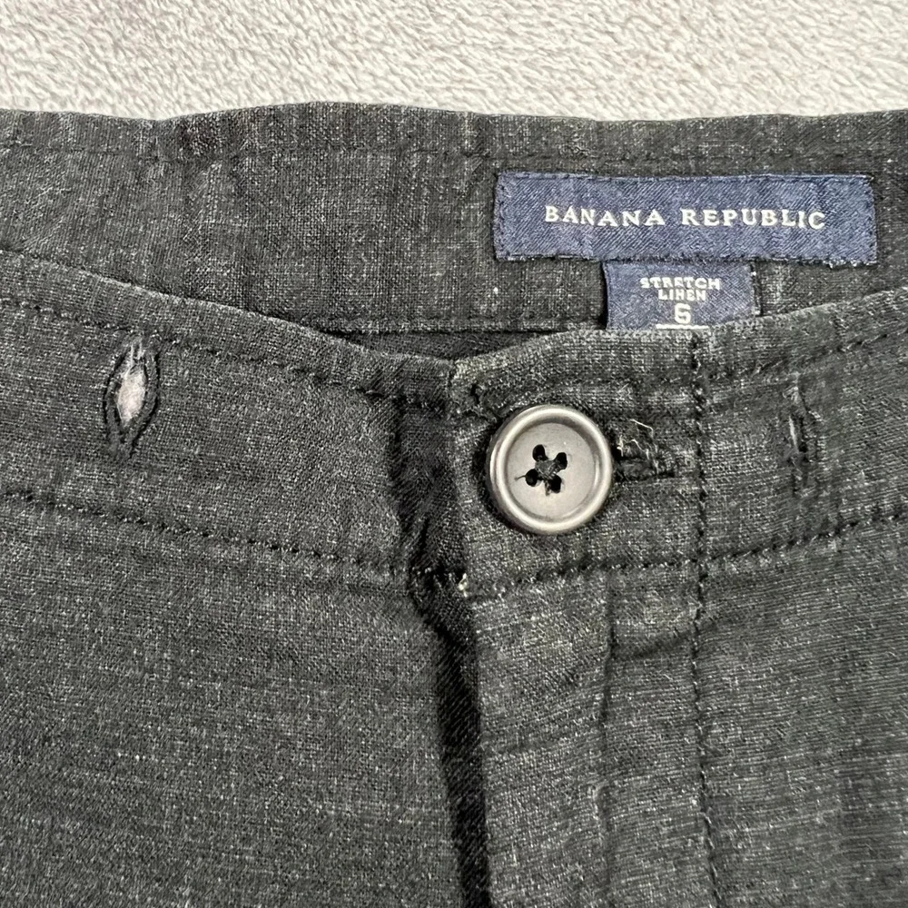 BANANA REPUBLIC Cargo Pants Womens 6 Black Soft Stretch Linen Vintage Y2K 2000s